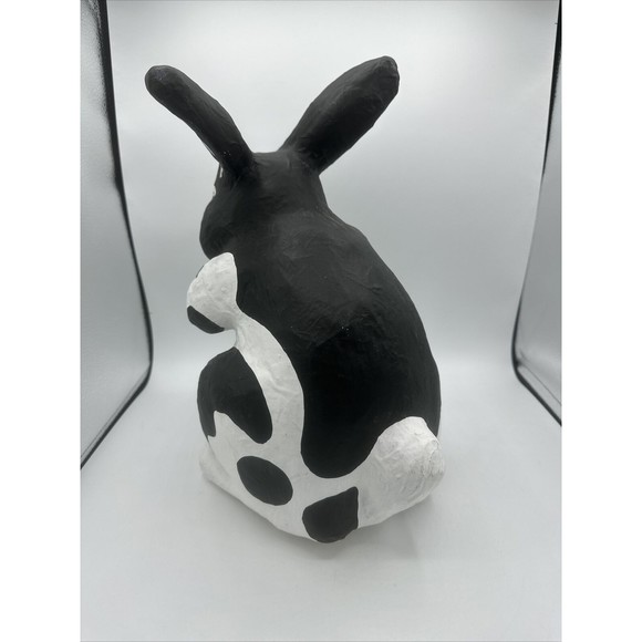 Dept 56 Bunny Rabbit Papier Paper Mache Large Black White Easter RARE - Picture 4 of 16